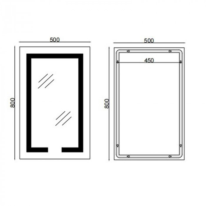 Дзеркало Mixxus HARD MR06-50x80 з Led Touch, Anti-fog, димером, регулятором яскравості, годинником (MI6011)