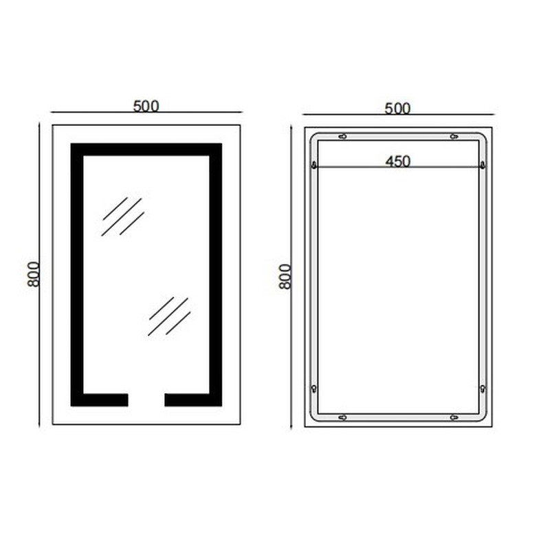 Дзеркало Mixxus HARD MR06-50x80 з Led Touch, Anti-fog, димером, регулятором яскравості, годинником (MI6011)