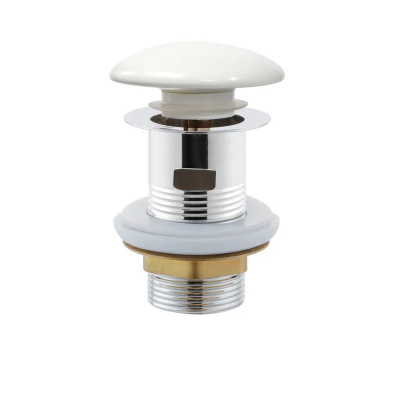 Донний клапан для раковини з переливом Mixxus POP-UP-08 WHITE автоматичний (Click-Clack) (Біла керамічна накладка) 1 1/4'' (AC3564)