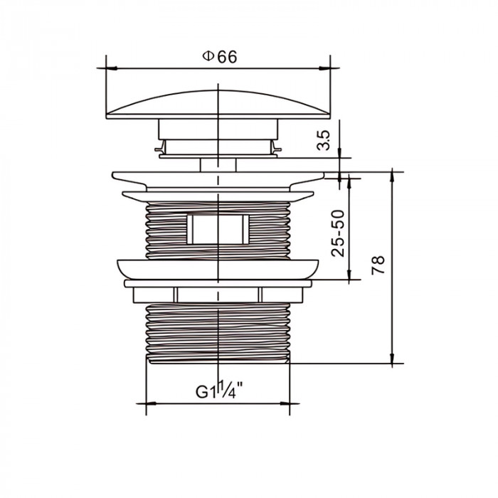 Донний клапан для раковини з переливом Mixxus POP-UP-08 WHITE автоматичний (Click-Clack) (Біла керамічна накладка) 1 1/4'' (AC3564)