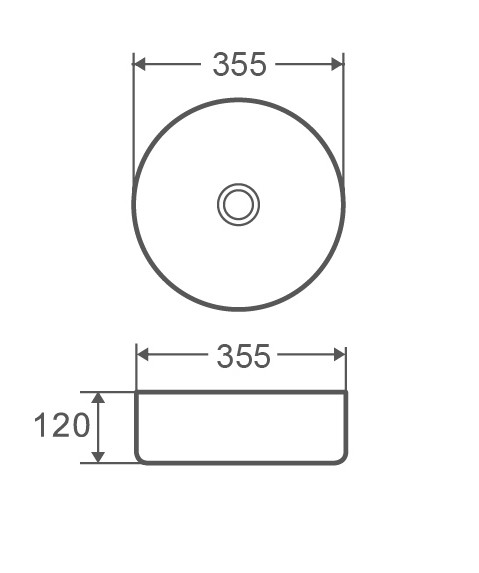 Умивальник накладний керамічний Mixxus Premium Topper-0101 355x355x120mm (MP6489)