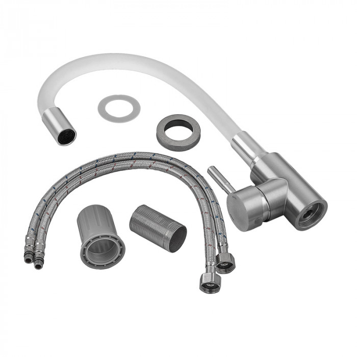 Змішувач для кухні Armata SUS-011 REFL.WHITE з силіконовим виливом, з нержавіючої сталі (CH6562)