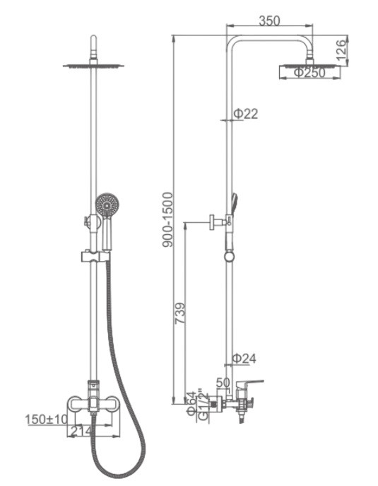 Душова колонна зі змішувачем Ibergrif Trento M17006 (LL2015)