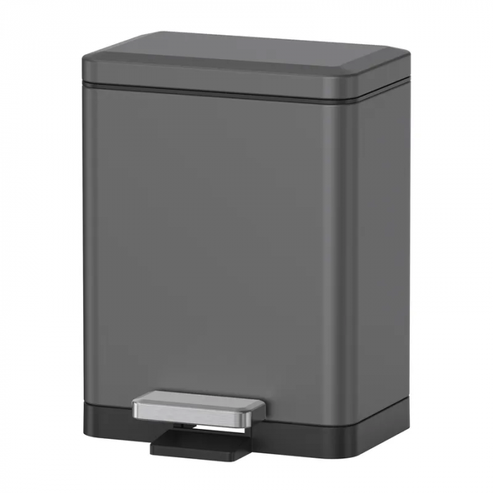 Відро для сміття з плавним закриттям прямокутне Koer TC-010306-07 6 л колір графіт (KR5602)