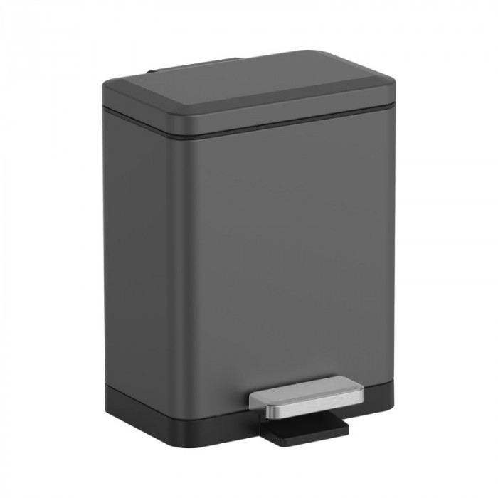 Відро для сміття з плавним закриттям прямокутне Koer TC-010306-07 6 л колір графіт (KR5602)