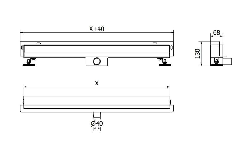 Трап для душу MEXEN FLAT WALL 2в1 настінний BLACK чорний 100 см