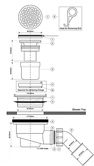 Сифон для поддона 90 mm HC27-CPBR хром