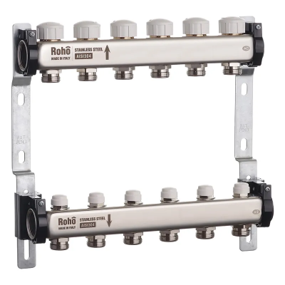 Колектор з термостатичними та запірними клапанами Roho R805-06 - 1&quot;х 6 вих. (RO0060)
