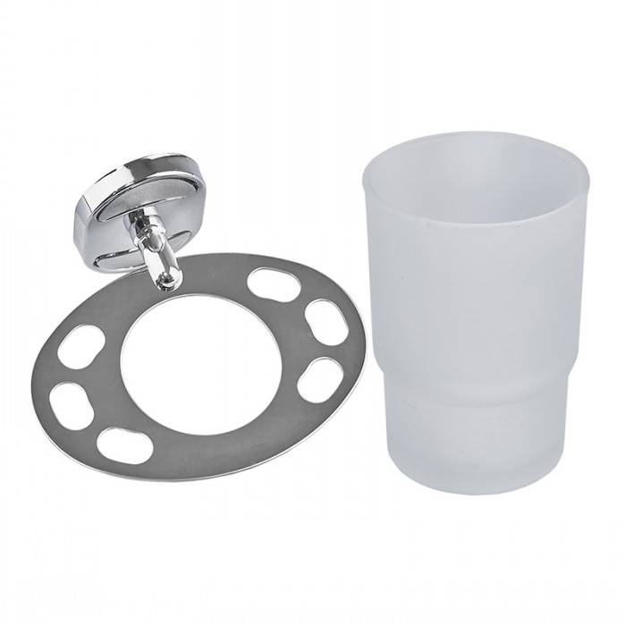 Склянка одинарна (скло) з тримачем зубних щіток Zerix AFB-0106-1 (ZX5057)