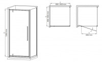 Душова кабіна без піддону MIXXUS PREMIUM BEVEL SC01-90x90x195-TR CHROME прозоре скло 6мм (MI6863)