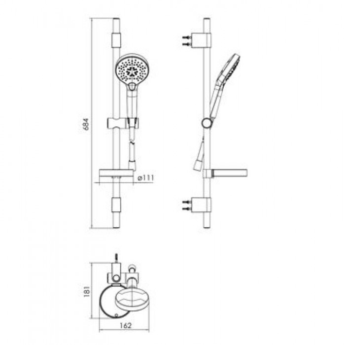 Душевой набор Imprese L-68 см с душевой штангой и мыльницей, хром 6801103