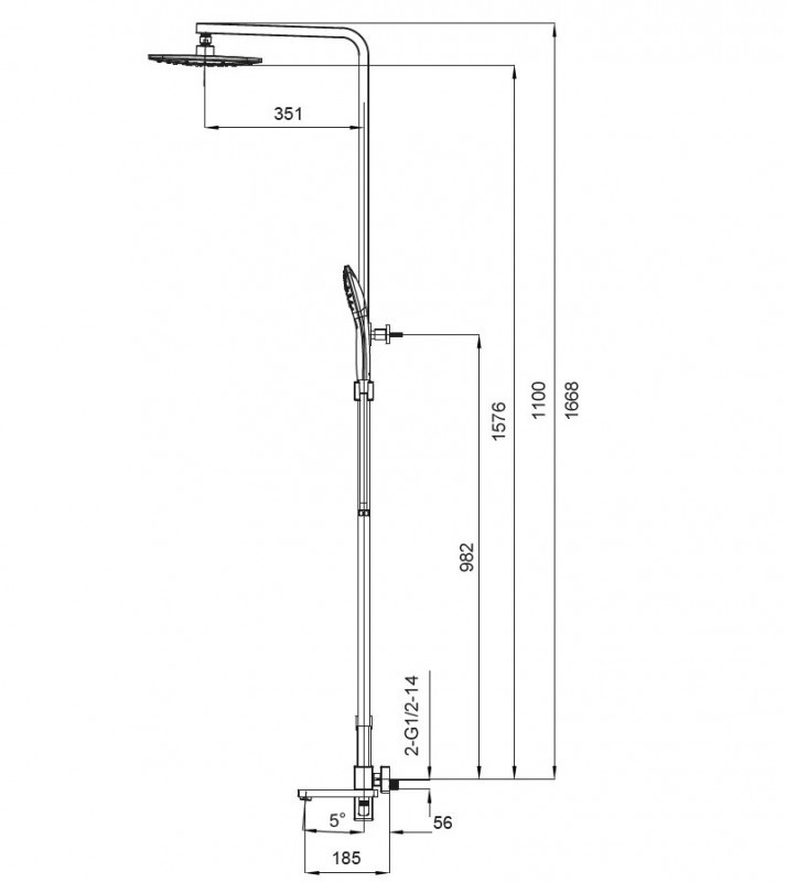 Душова колона із змішувачем Koer KB-56009-05 (Колір чорний) (KR3507)