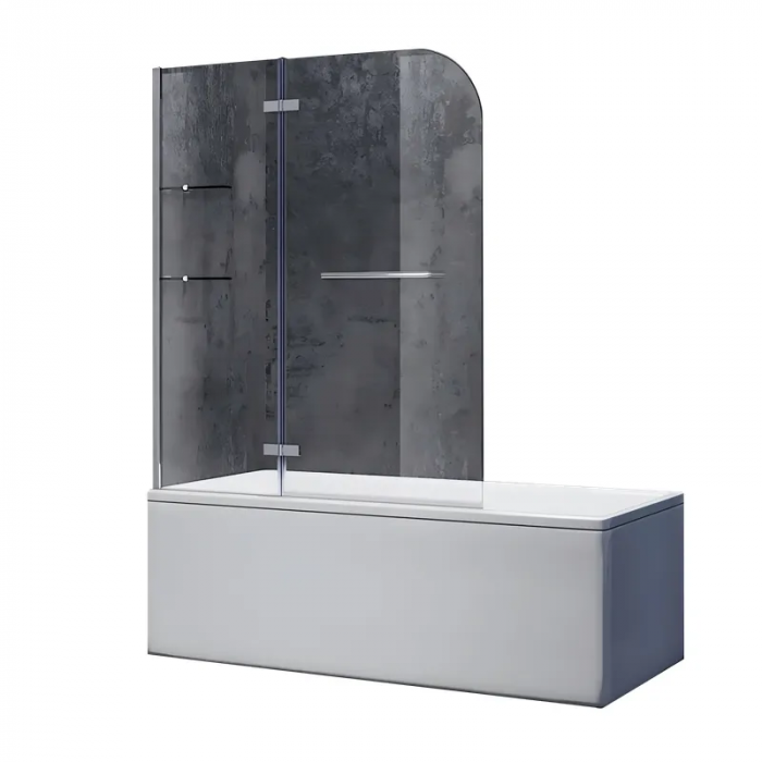 Шторки скляні на ванну Koer SR BS05-90x140-TR-01 прозоре скло Easy Clean 6мм, хром (KR5372)