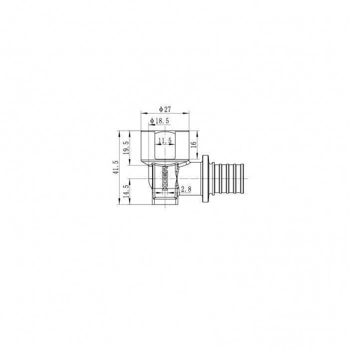 Кутник перехідний настінний з ВР Koer KA.LW06F-20 - 20(2.8mm) x 1/2"F (KR4881)