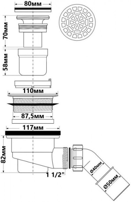 Сифон для піддону 90 коричневий HC27-ABBR