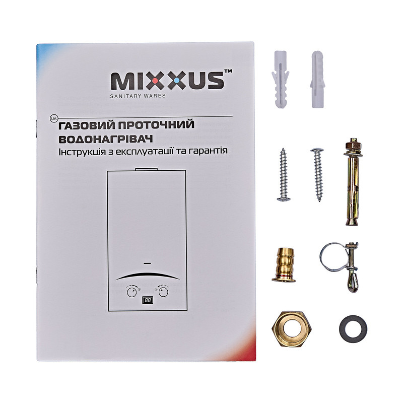 Газова колонка MIXXUS GWH-0410 BASIC GLASS димохідна 10 л/хв (панель зі скла з малюнком) (WH0025)
