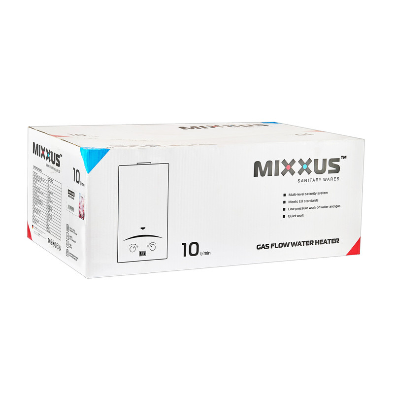 Газова колонка MIXXUS GWH-0410 BASIC GLASS димохідна 10 л/хв (панель зі скла з малюнком) (WH0025)