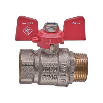 Кран кульовий Nolf classic NFC.721-08-3/4&quot; FM ГШМ, ручка &quot;метелик&quot; червона (NF3127)