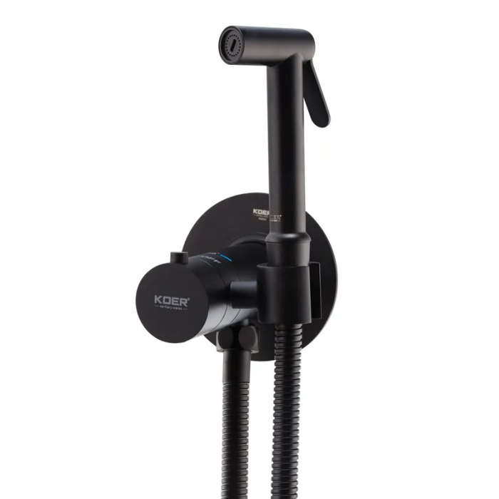 Змішувач для гігієнічного душу Koer KB-24029-05 термостатичний вбудований, колір чорний (KR5494)
