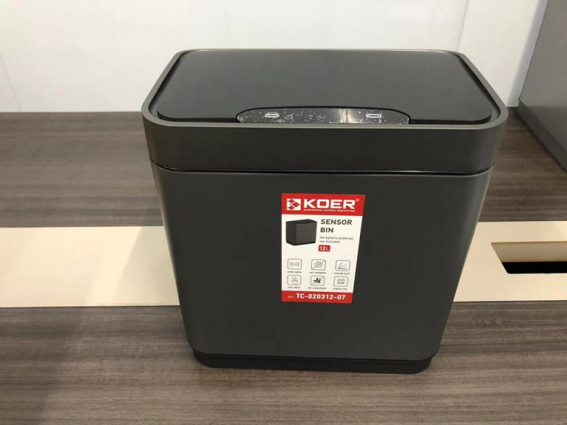 Відро для сміття сенсорне прямокутне KOER TC-020312-07 12 л (колір графіт) (KR5587)