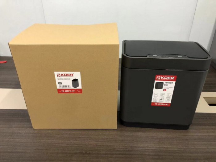 Відро для сміття сенсорне прямокутне Koer TC-020312-07 12 л колір графіт (KR5587)