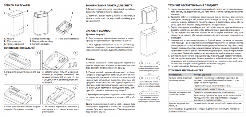 Відро для сміття сенсорне прямокутне KOER TC-020312-07 12 л (колір графіт) (KR5587)