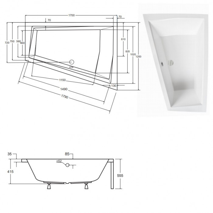 Обудова до ванни INTIMA DUO 170х125 Ліва/Права