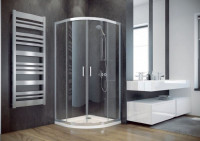 Кабина полукруглая MODERN 80x80x185 универсальная: стекло прозрачное, профиль хромированный