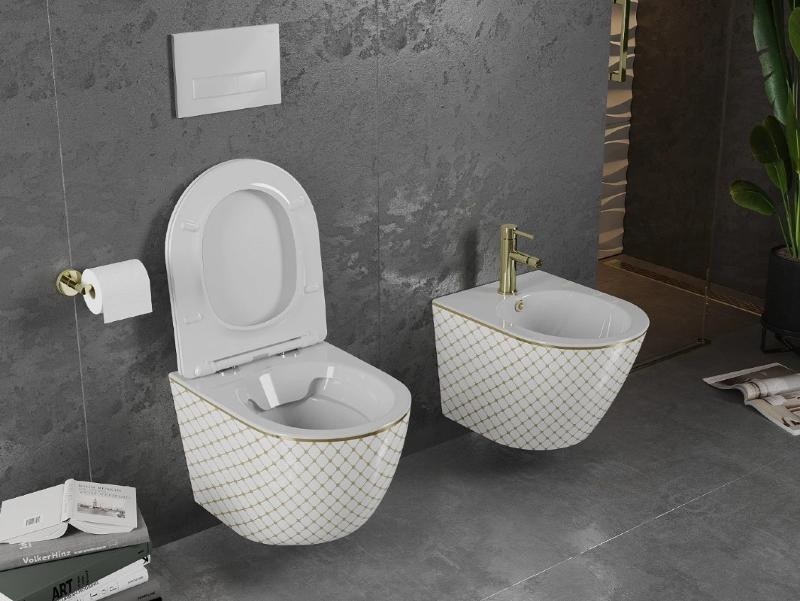 Підвісний унітаз MEXEN LENA WHITE DIAMOND GOLD