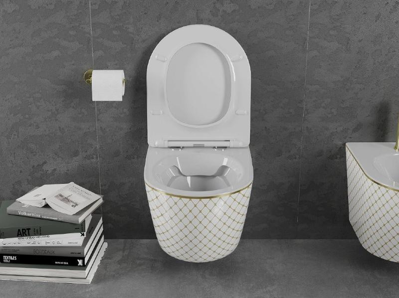Підвісний унітаз MEXEN LENA WHITE DIAMOND GOLD