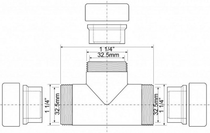 Тройник 32х32 мм. 32E-CB латунь