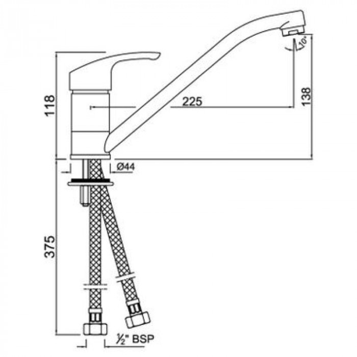 Змішувач для кухні JAQUAR Eko одноважільний h118, хром EKO-CHR-33173B