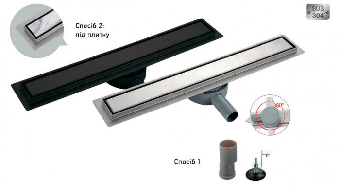 Душовий трап із нержавіючої сталі SUS304 Koer FD29-70x900 (AC0626)