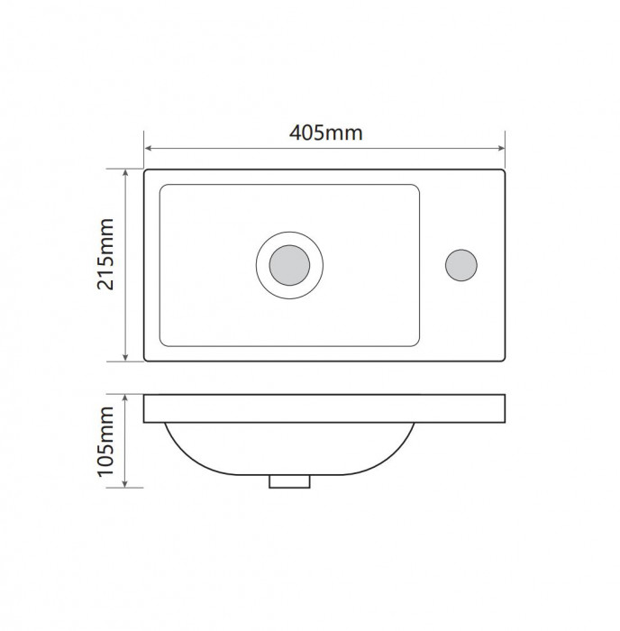 Раковина меблева Mixxus Premium QUADRO-1501 400х215х105mm з отвором під змішувач (MP6502)
