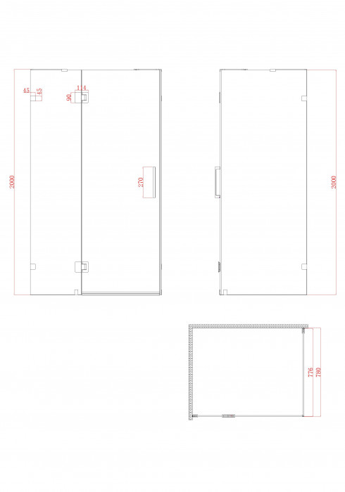 Бічна стінка до кабіни Koer SR SW04-80x200-TR-01 прозоре скло Easy Clean 10мм, хром (KR5389)