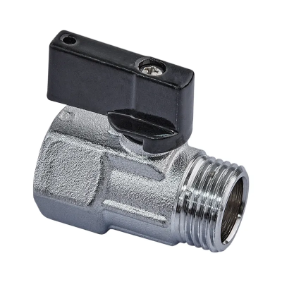 Кран кульовий МІНІ, Roho R380-050 - 1/2&quot; ВЗ ручка &quot;метелик&quot; чорна (RO0246)