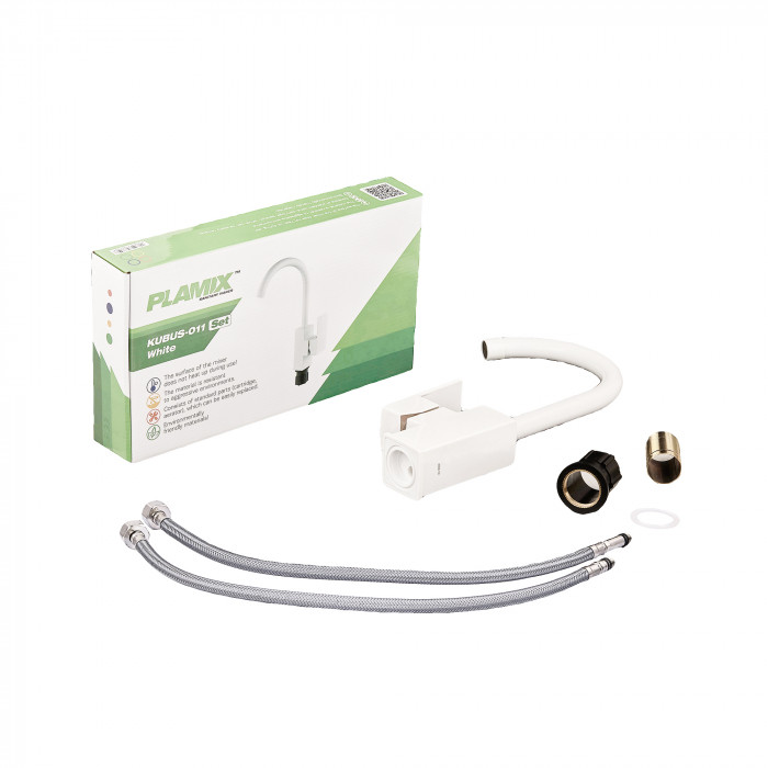 Змішувач для кухні Plamix Kubus-011 SET White (з підведенням) (PM0674)