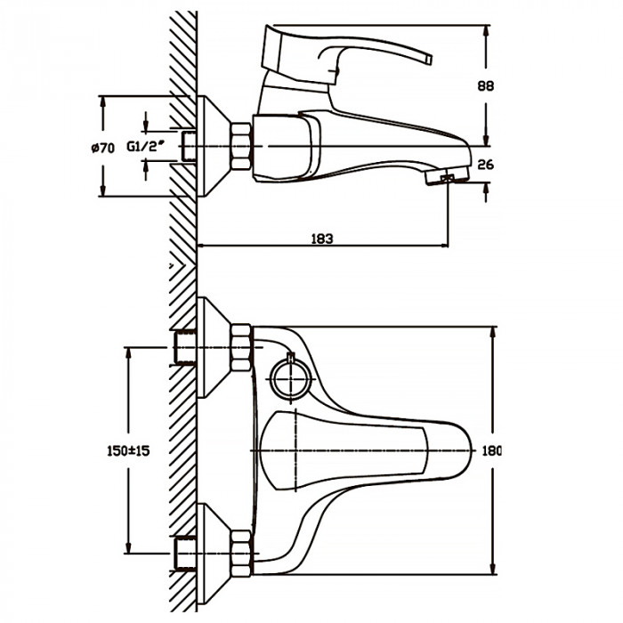 Змішувач для ванни Haiba Focus 009 матовий (HB0125)