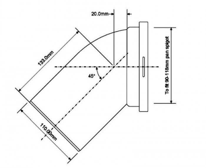 Колено-подключение к WC под углом 45 Эконом WCE-CON16