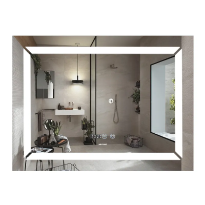 Дзеркало Mixxus LIGHT MR01-90x70 з Led Touch, Anti-fog, димером, регулятором яскравості, годинником