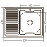 Кухонна мийка накладна ZerixZ8060R-06-160E (Satin) (ZX1617)