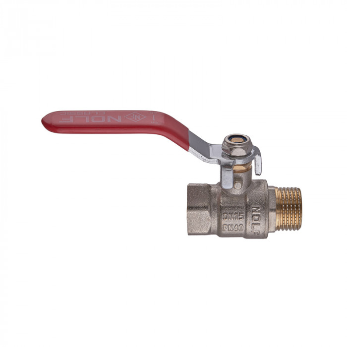 Кран кульовий Nolf classic NFC.621-06-1/2" FM ГШВ, ручка "важіль" червона (NF3138)