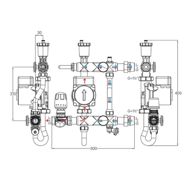 Змішувальний вузол Koer KR.S1021 (з байпасом) 1 "НР SUS304 (KR2955)