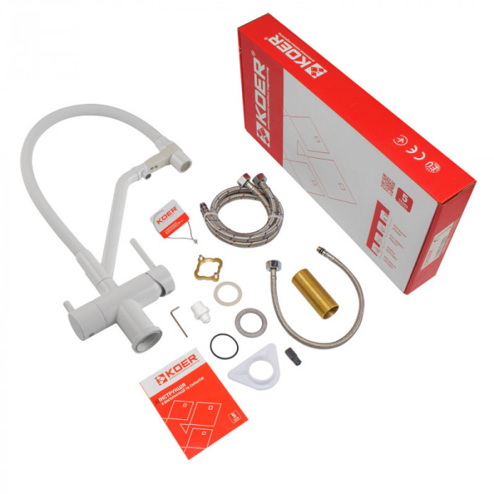 Кухонний змішувач з силік. виливом і вих. для питної води KOER KB-72006-03 (KR3381)