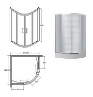 Кабина полукруглая MODERN 90x90x165 универсальная: стекло прозрачное, профиль хромированный