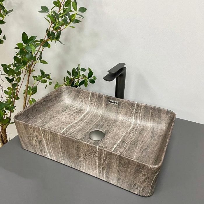 Умывальник (раковина) VBI ARABBA M DARK STONE MATT накладной
