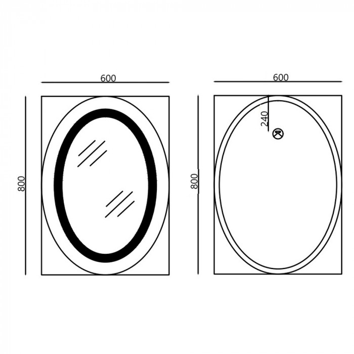 Дзеркало Mixxus PLAIN MV02-60x80 з Led Touch, Anti-fog, димером, регулятором яскравості, годинником (MI6933)