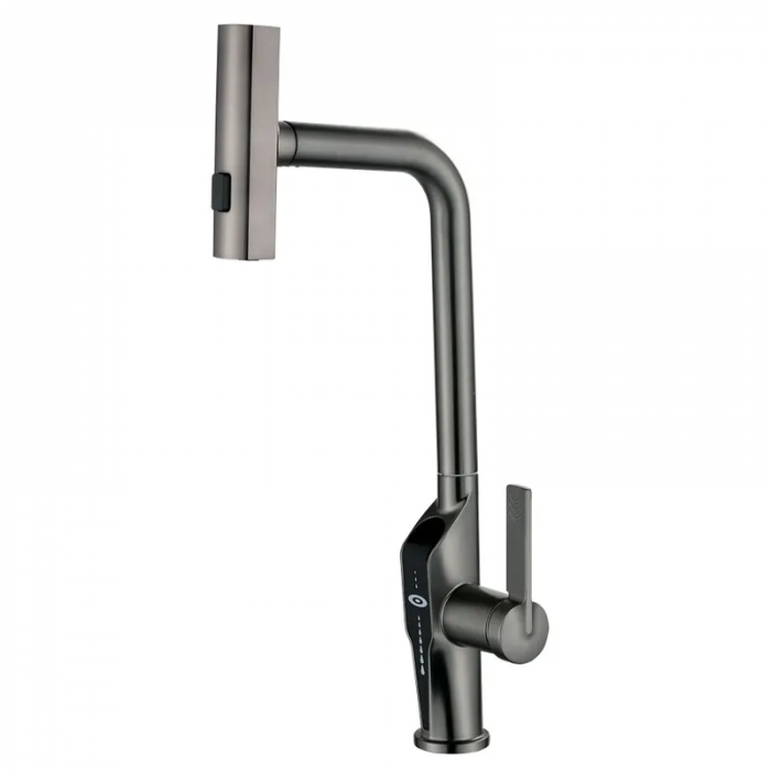 Змішувач для кухні з висувною лійкою Mixxus FALCON 014 GRAPHITE, 4 режими,з індикатором температури (MI6839)