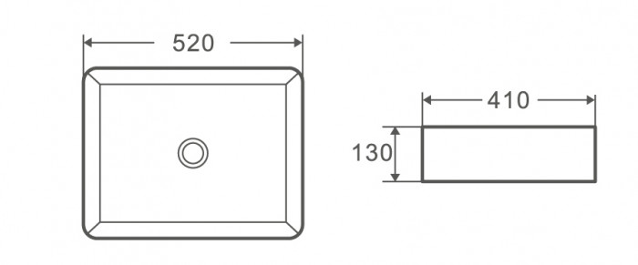 Умивальник накладний керамічний Mixxus Premium Quadro-0102 520x410x130mm (MP6488)