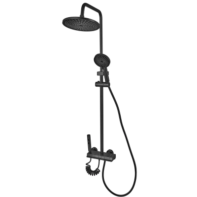 Душова колона зі змішувачем з кнопковим перемикачем з алюмінію CHAMPION PBD-009-J BLACK, 4 режими (CH6549)